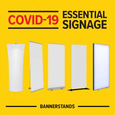 branded bannerstand solutions - COVID-19 essential signage