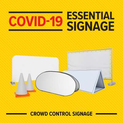 branded crowd control solutions - COVID-19 essential signage