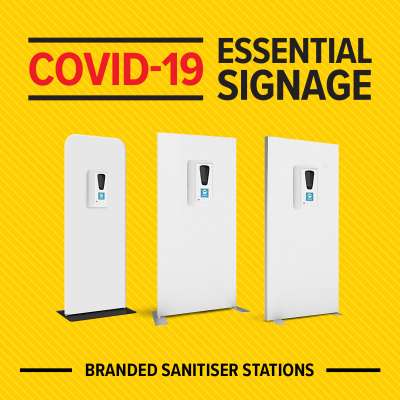 branded sanitiser station solutions - COVID-19 essential signage